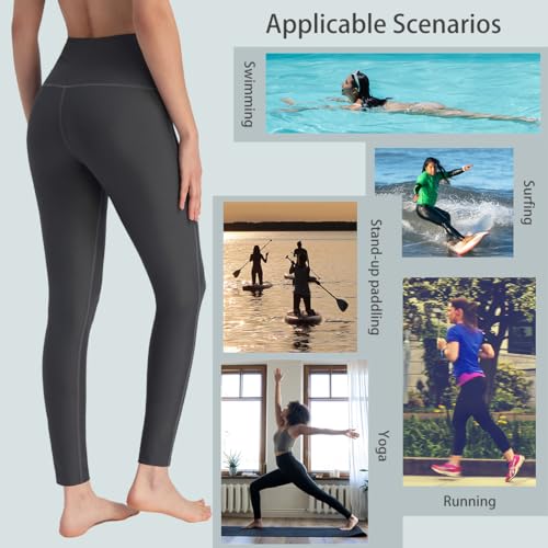 Ubestyle UPF 50+ High Waist Women's Swim Pants Swim Leggings Swimming Tights Beach Pants Sun Protective (Gray, XXL) - Image 4