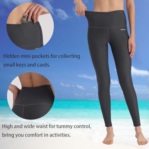 Ubestyle UPF 50+ High Waist Women's Swim Pants Swim Leggings Swimming Tights Beach Pants Sun Protective (Gray, XXL) - Image 2