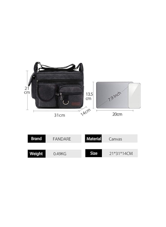 FANDARE Canvas Crossbody Bag Messenger Bag Satchel Shoulder Bag Working Bag Bookbag Briefcase for Men and Women - Image 3