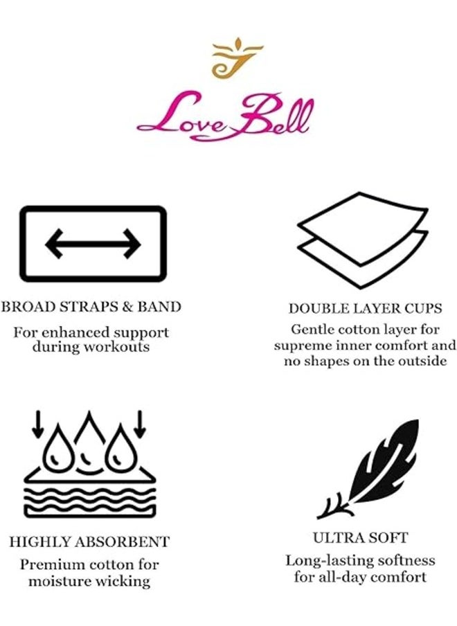 Love Bell - Love Bell Women's Low Impact Sports Bra with Racerback - Double Layered Active Bra - Ladies Tank Top for Yoga - Training Bra - Sporty Crop Top - Image 1