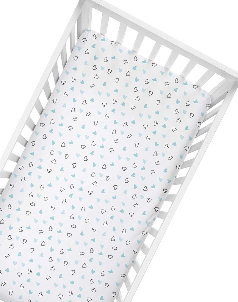 The White Cradle The White Cradle Flat Bed Sheet for Baby Cot Mattress Pure Organic Cotton Extra Large Super Soft Smooth Absorbent Breathable Twill Fabric for Infants Newborns Blue Hearts - Image 4