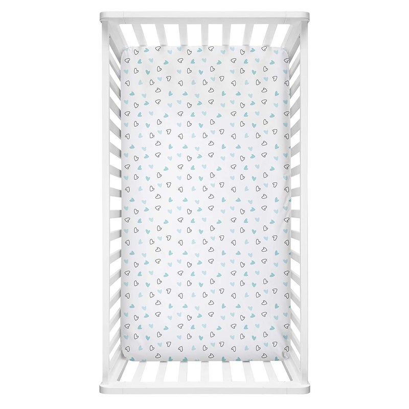 The White Cradle The White Cradle Flat Bed Sheet for Baby Cot Mattress Pure Organic Cotton Extra Large Super Soft Smooth Absorbent Breathable Twill Fabric for Infants Newborns Blue Hearts - Image 5
