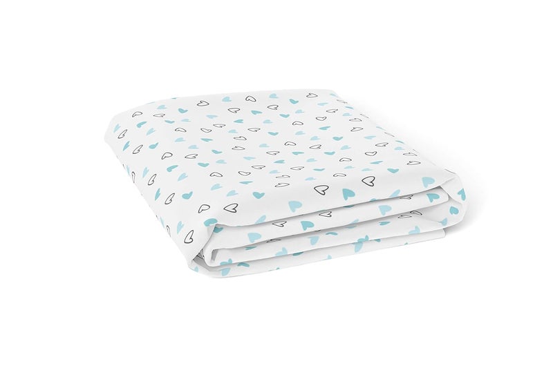 The White Cradle The White Cradle Flat Bed Sheet for Baby Cot Mattress Pure Organic Cotton Extra Large Super Soft Smooth Absorbent Breathable Twill Fabric for Infants Newborns Blue Hearts - Image 2