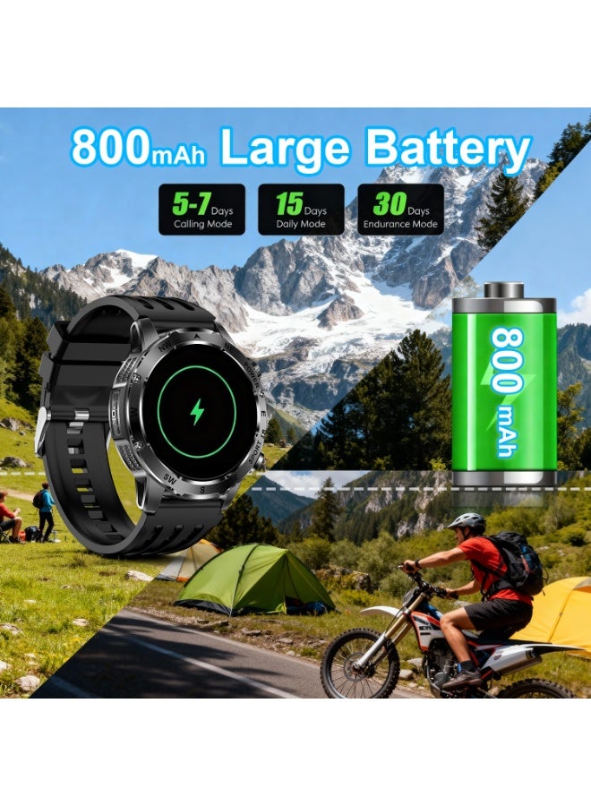 TDZDDYS Smart Watch for Men with Flashlight, Bluetooth Calling, 100+ Sport Modes, 800mAh, IPX8 Waterproof Fitness Tracker for Workout, iOS Android Compatible， Gift For Him - Image 5