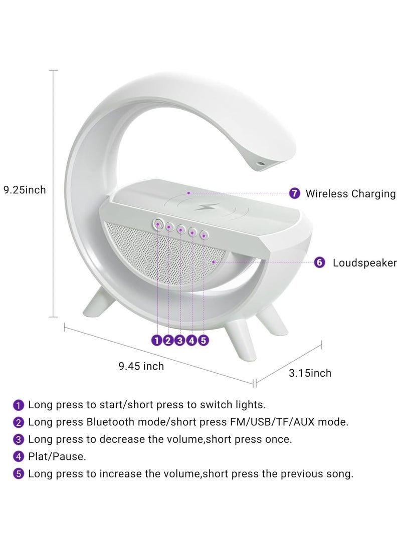 Gravity G Shape Multifunctional Wireless Speaker with 15W Fast Wireless Charging, Atmosphere Lamp & FM Radio ‚Äì Bluetooth Speaker with Adjustable Lighting Modes, Perfect for Bedroom, Office & Home Decor - Image 2