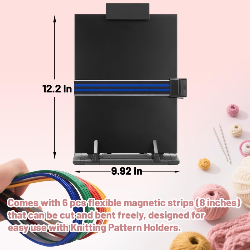 bositigo Knitting Pattern Holder with 6Pcs Replacement Colorful Magnets, Cross Stitch Supplies & Knitting Accessories, 13.78 x 8.27 Inch Chart Keeper for Crochet, Cross Stitch & Craft Patterns - Image 3