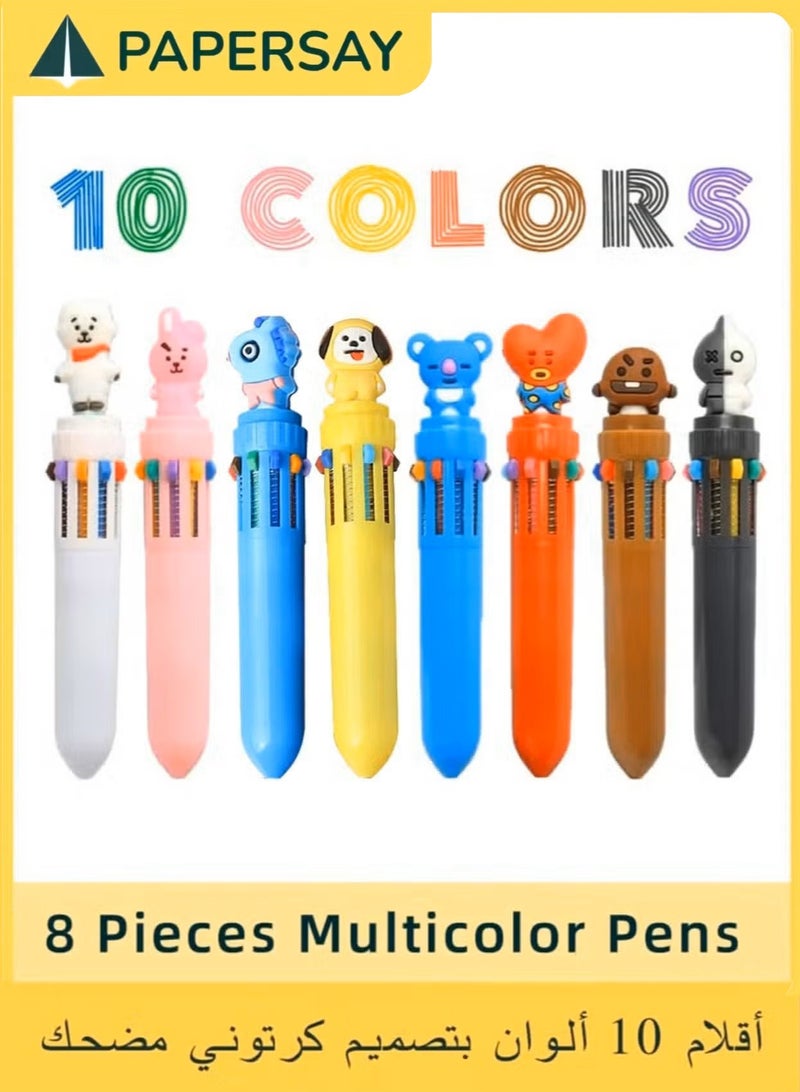 PAPERSAY 8Pcs Multicolor Ballpoint Pen,  Cartoon Shape10 in 1 Color Retractable Ballpoint Pen, Creative Cartoon Shape Multicolor Pens ,Medium Point (0.5mm),For Office ,School Supplies, Cute Stationery, Students Children Gift . - Image 1