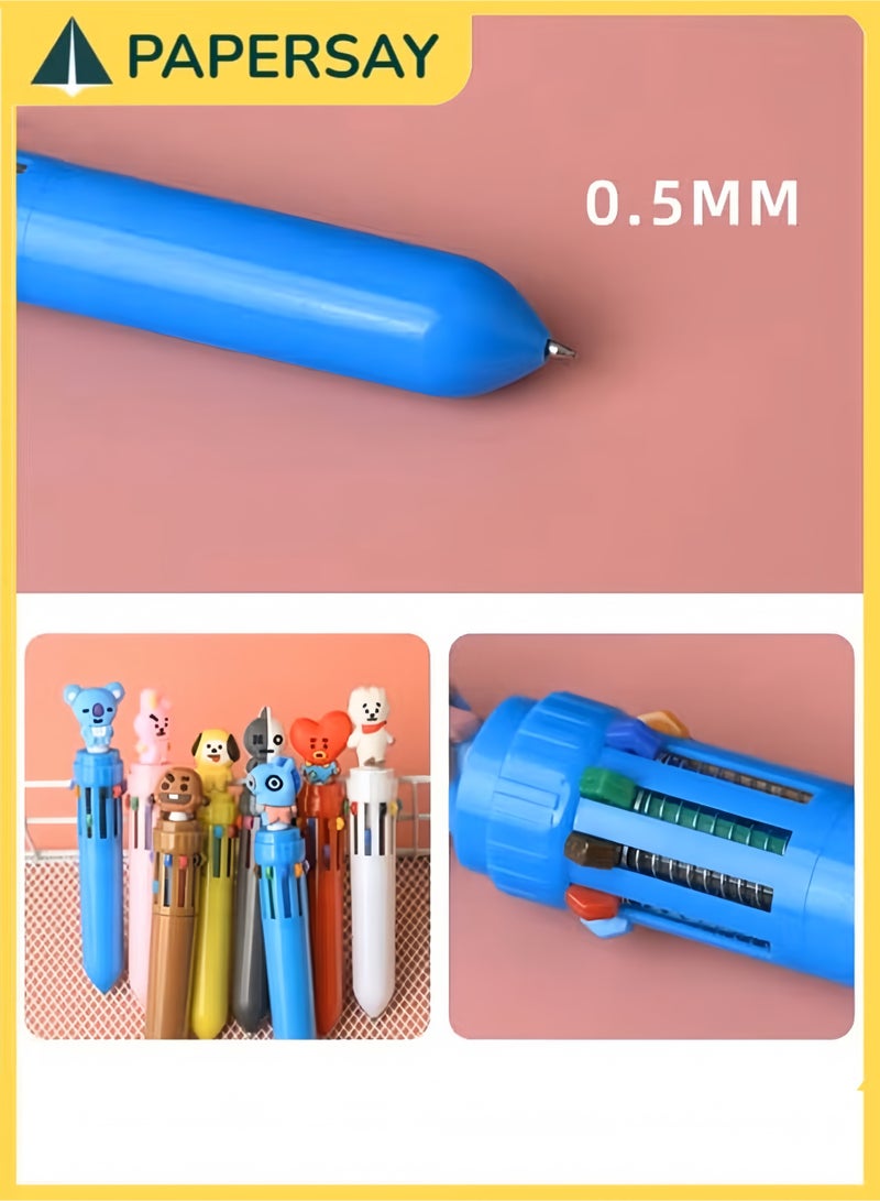 PAPERSAY 8Pcs Multicolor Ballpoint Pen,  Cartoon Shape10 in 1 Color Retractable Ballpoint Pen, Creative Cartoon Shape Multicolor Pens ,Medium Point (0.5mm),For Office ,School Supplies, Cute Stationery, Students Children Gift . - Image 3