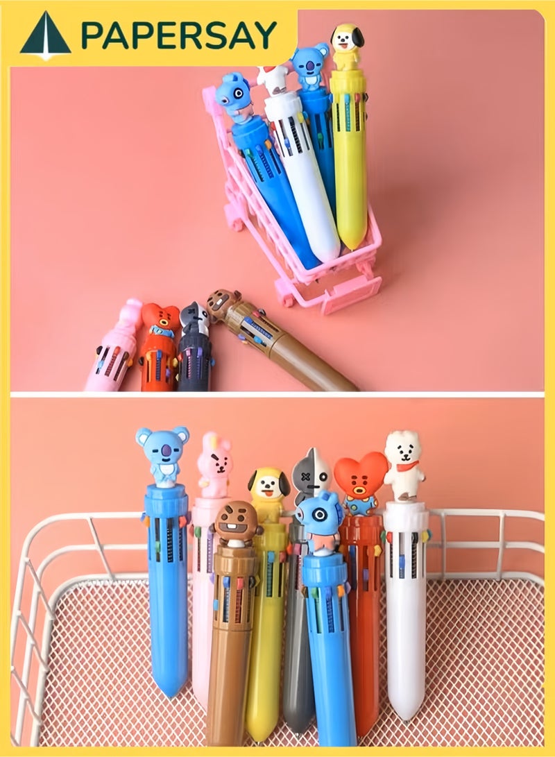 PAPERSAY 8Pcs Multicolor Ballpoint Pen,  Cartoon Shape10 in 1 Color Retractable Ballpoint Pen, Creative Cartoon Shape Multicolor Pens ,Medium Point (0.5mm),For Office ,School Supplies, Cute Stationery, Students Children Gift . - Image 5