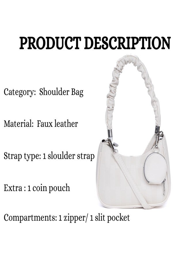 SANTORINI Celeste Mini Hobo Bag for Women | Elegant Faux Leather Shoulder Handbag with Detachable Sling strap and Coin pouch. (White) - Image 5