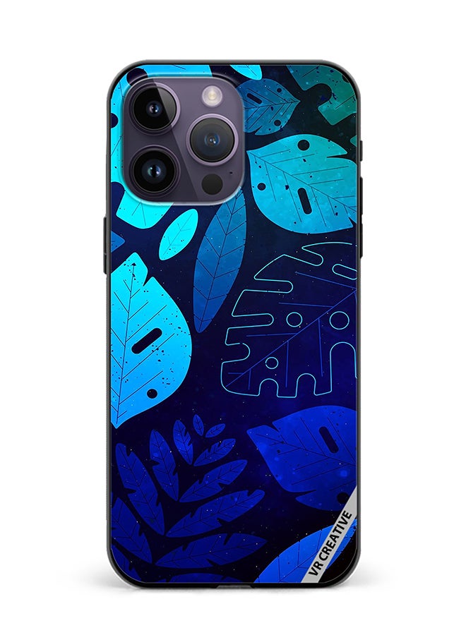 VR CREATIVE Protective Case Cover For Apple iPhone 15 Pro Blue Tropical Leaves Design Multicolour - Image 1
