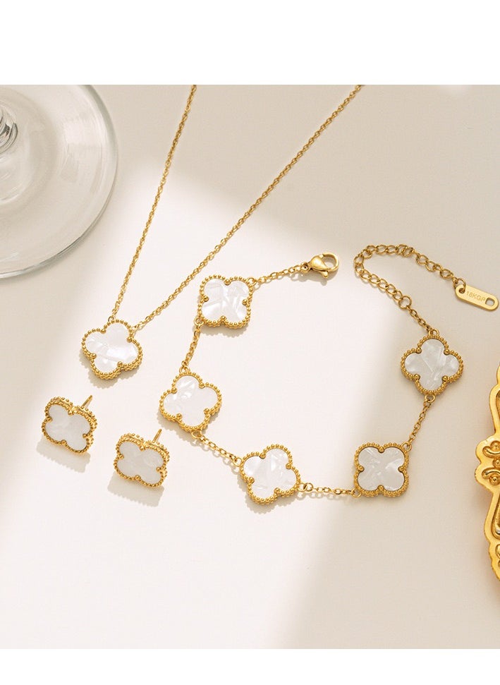 15MM Lucky Clover Necklace Jewelry Set 18K Gold - Plated Four - Leaf Flower Design Bracelet Clover Pendant Earrings for Women Lucky Gift for mom wife daughter friend - pzsku/Z9DDEDE11DCB933F050CAZ/45/_/1739669780/49c3c871-c121-44a8-935c-d6854752cc9c