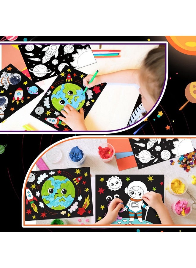 Zhanmai Zhanmai 30 Pcs Color Your Own Funny Outer Space DIY Posters Star Planet Astronaut Spacecraft Instrument Crafts Bulk Space Wall Art Poster DIY Crafts for Party Home School Activities - Image 3
