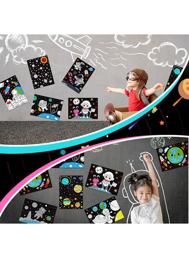 Zhanmai Zhanmai 30 Pcs Color Your Own Funny Outer Space DIY Posters Star Planet Astronaut Spacecraft Instrument Crafts Bulk Space Wall Art Poster DIY Crafts for Party Home School Activities - Image 5