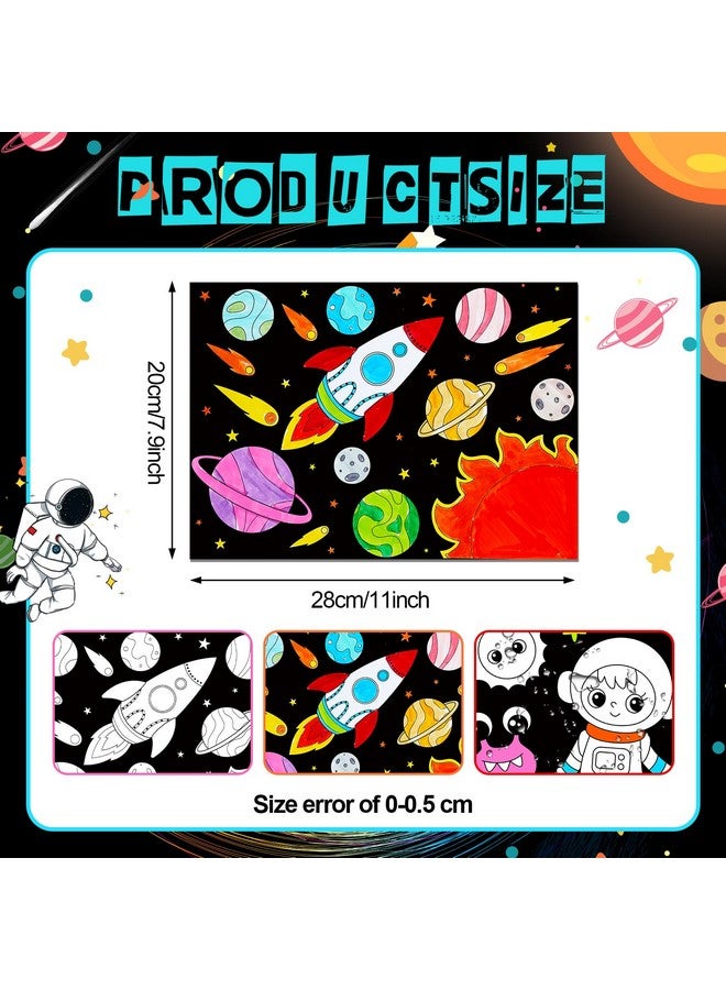 Zhanmai Zhanmai 30 Pcs Color Your Own Funny Outer Space DIY Posters Star Planet Astronaut Spacecraft Instrument Crafts Bulk Space Wall Art Poster DIY Crafts for Party Home School Activities - Image 2