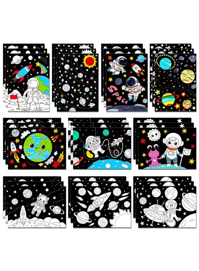 Zhanmai Zhanmai 30 Pcs Color Your Own Funny Outer Space DIY Posters Star Planet Astronaut Spacecraft Instrument Crafts Bulk Space Wall Art Poster DIY Crafts for Party Home School Activities - Image 1