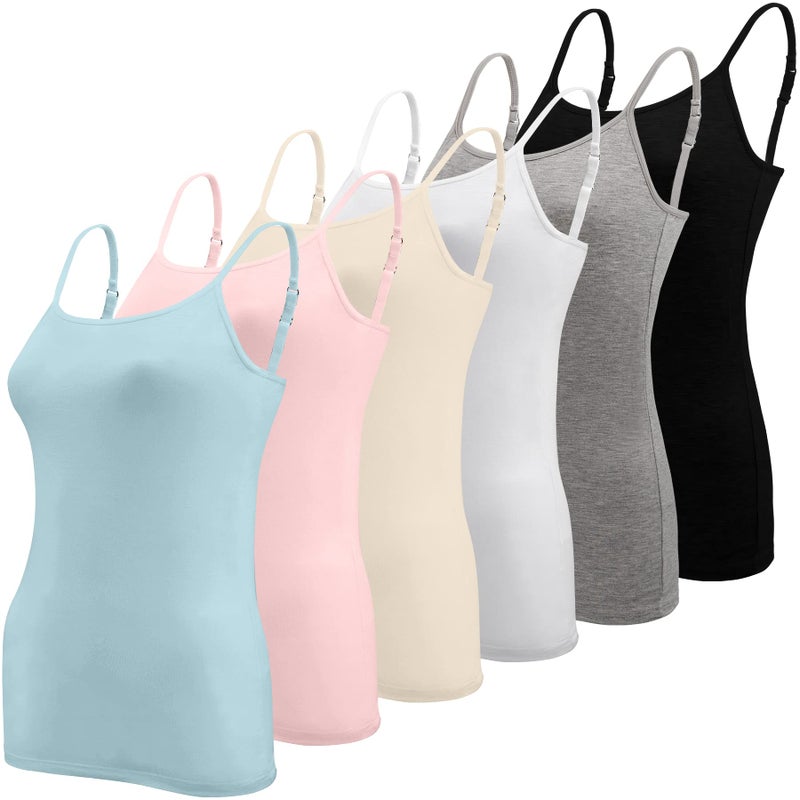BQTQ 6 Pcs Camisole for Women Undershirts Adjustable Spaghetti Strap Tank Top S - Image 2