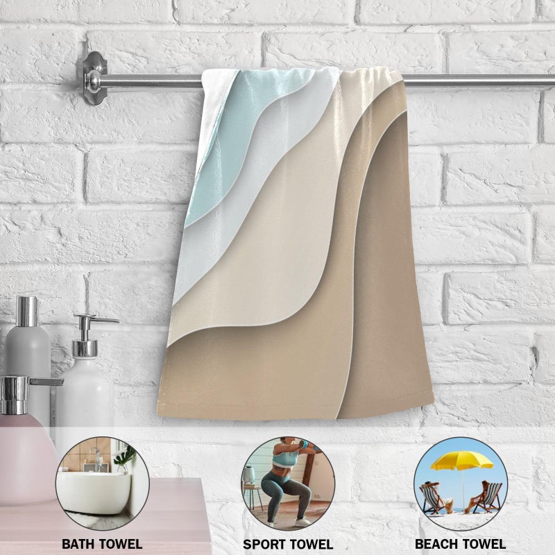 KENADVI Turquoise Brown Cream Gradient Hand Towels Set of 2 Soft Abstract Beach Theme Ocean Bath Fingertip Towels Decorative Hand Towels for Bathroom Guest Face Towel Modern Kitchen Towels 14"x28" - Image 5