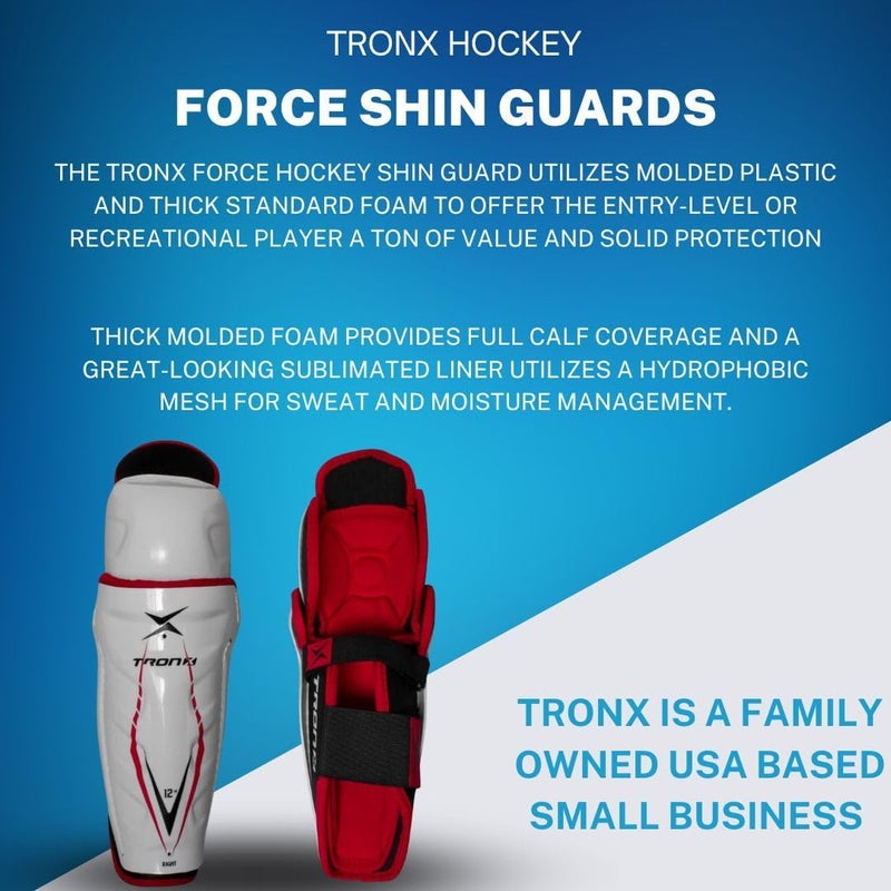 TronX Force Junior Youth Kids Ice Hockey Shin Guards - Image 2