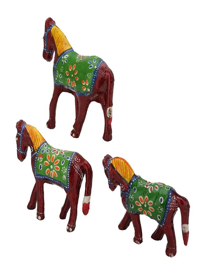 DreamKraft Paper Mache Horse Showpiece Handcrafted Home Decor Mache Hanging Wall Art for Main Door for Home Festive Gifting(Multicolor, Pack of 3) - Image 3