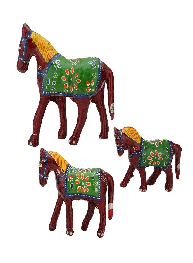 DreamKraft Paper Mache Horse Showpiece Handcrafted Home Decor Mache Hanging Wall Art for Main Door for Home Festive Gifting(Multicolor, Pack of 3) - Image 2