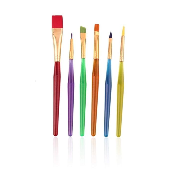 BANIRA Artist Paint Brushes Set, 6 Sizes, Synthetic Flat Brush for Oil and Acrylic, Grey - Image 2