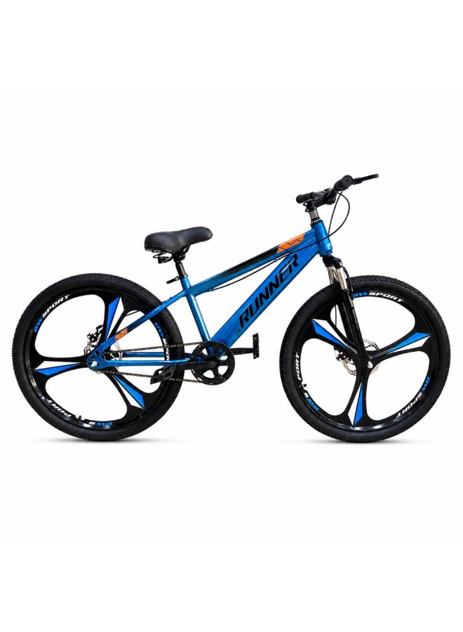 RUNNER MAG 26" Bicycle with 3-Spoke Mag Alloy Wheels, Dual Disc Brakes, Front Suspension, Carbon Steel Frame, Quick Release Seat, Fully Assembled - Image 1