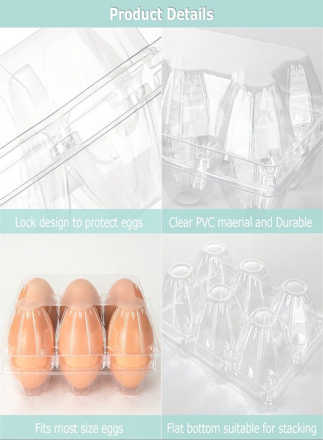 DAJAVE 100 Pack Plastic Egg Cartons Bulk, 2x3 Egg Holders Style Holds up for 6 Eggs, Half Dozen Egg Carton for Family, Pasture, Farm Markets Display(Medium) - Image 3
