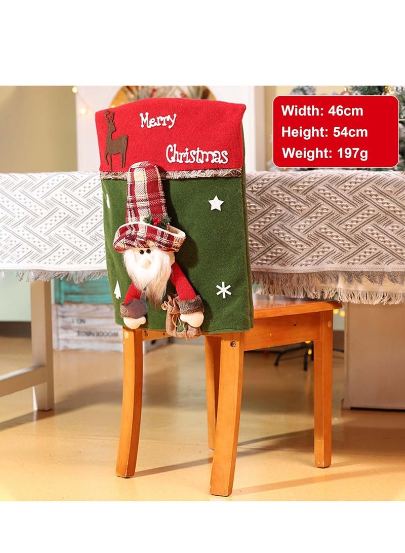 Vparty Christmas Chair Back Covers Set – Plush Stuffed Santa Claus and Snowman Dining Chair Slipcovers for Holiday Decor, Christmas Party, and Banquet - Image 3