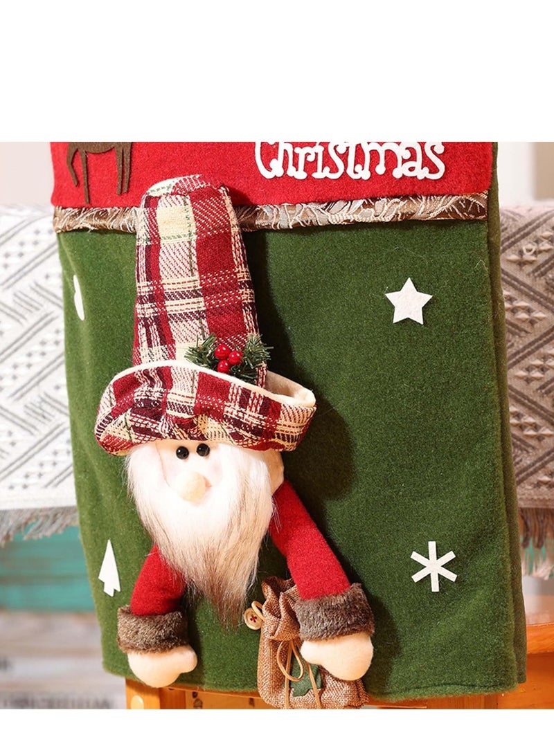 Vparty Christmas Chair Back Covers Set – Plush Stuffed Santa Claus and Snowman Dining Chair Slipcovers for Holiday Decor, Christmas Party, and Banquet - Image 5