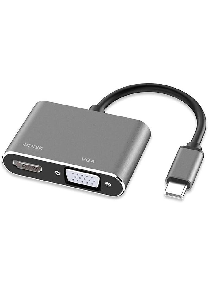 USB Type-C to VGA Adapter – Compact and Durable – High-Resolution Display – Gray  - Image 1