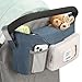 Accmor Universal Stroller Organizer with Insulated Cup Holder Stroller Caddy Bag Accessories Stroller Cup Holder Organizer for Uppababy Baby Jogger Britax Stroller Blue - Image 2