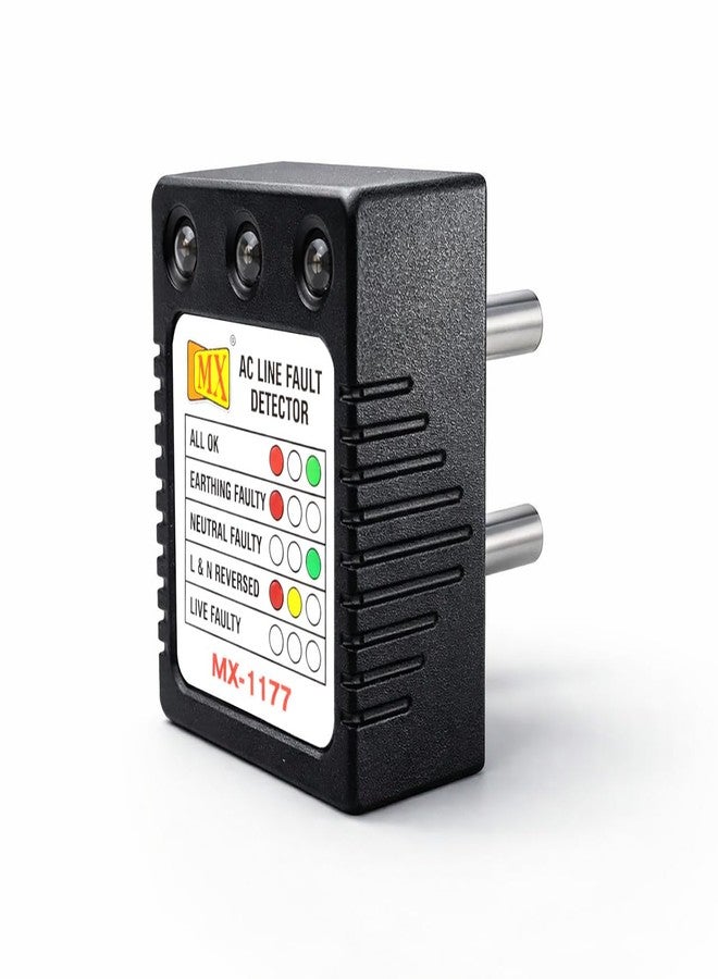 MX ac line fault detector socket tester for electrical work Line Fault Detector with RYG LED Indicator| Detects Earthing line detector connectivity tester electrical socket 5amp - Image 1