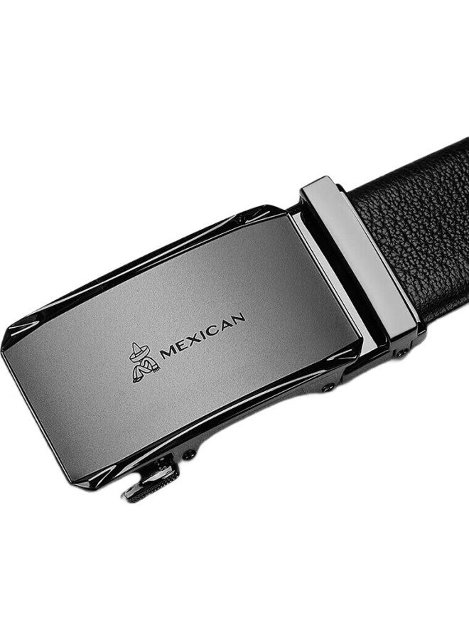 Scarecrow Men'S Leather Belt With Automatic Buckle, Genuine Top Grain Leather Business Belt, Casual Pants Belt, Birthday Gift For Dad - Image 2