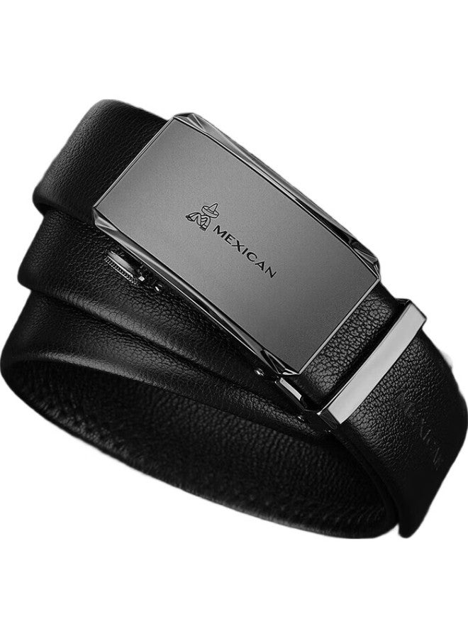 Scarecrow Men'S Leather Belt With Automatic Buckle, Genuine Top Grain Leather Business Belt, Casual Pants Belt, Birthday Gift For Dad - Image 1