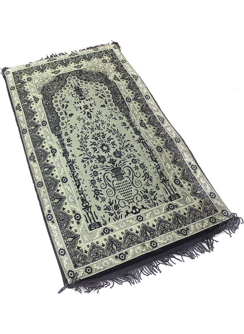 سندس سجادة صلاة سندس المريحة - سجادة صلاة إسلامية مبطنة وناعمة مع دعم للمفاصل، مثالية للصلاة اليومية في المنزل أو المسجد - أسود - Image 1