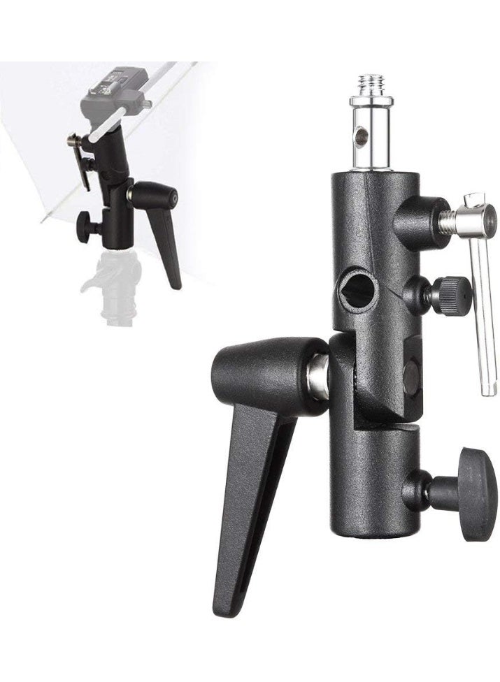 eWINNER H-Type Camera Flash Bracket 180°Swivel Mount Umbrella Holder with 1/4" & 3/8" Screw for Light Stand Reflector Speedlite Softbox - Image 2
