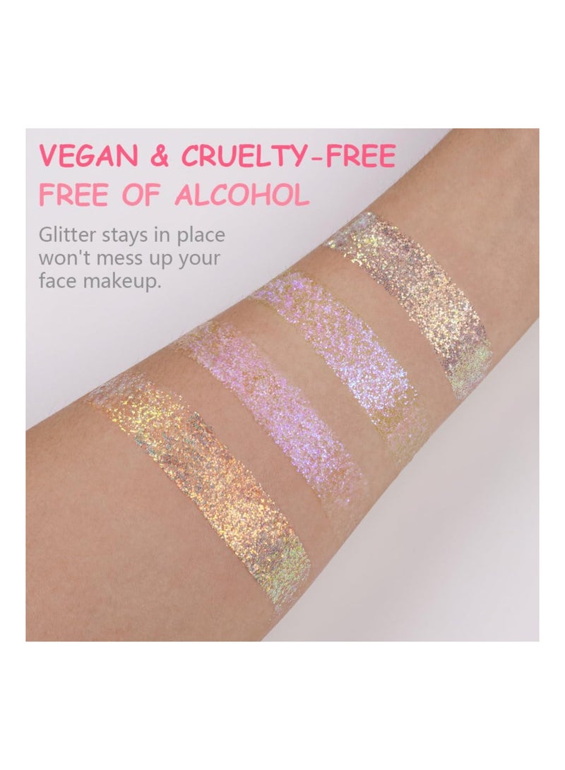 Body Glitter Gel, Face Glitter Cosmetic, Reflective Chunky Cosmetic Glitter for Face Body Hair and Lip, Holographic Mermaid Glitter, Cosmetic Glitter Face and Body Gel for Festival (2PCS) - Image 3