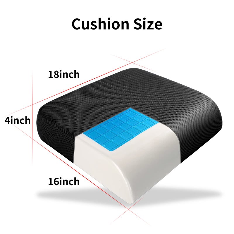 YOUFI Thick Memory Foam & Gel Seat Cushion, 18"X16"X4" Large Chair Cushion for Wheelchair Mobility Scooters, with Non-Slip Bottom and Carry Handle (Black) - Image 2