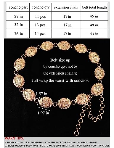 TOPACC Gold Concho belts for Women Western Metal Oval Cowgirl Chain Belt Country Concert Belt for Dresses Jeans - Image 5