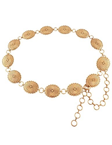 TOPACC Gold Concho belts for Women Western Metal Oval Cowgirl Chain Belt Country Concert Belt for Dresses Jeans - Image 1