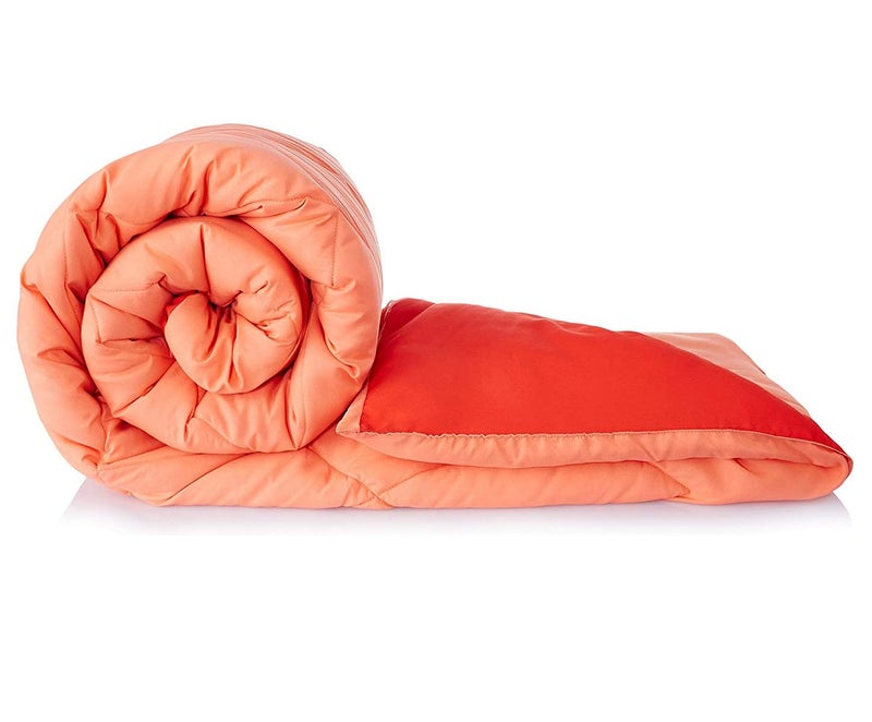 VYBBA Premium Comforter || Microfiber Reversible AC Comforter/Blanket for Winter/Quilt/Duvet, Single Bed King Size (Ruby Red & Peach Pink, 200 GSM) - Image 1