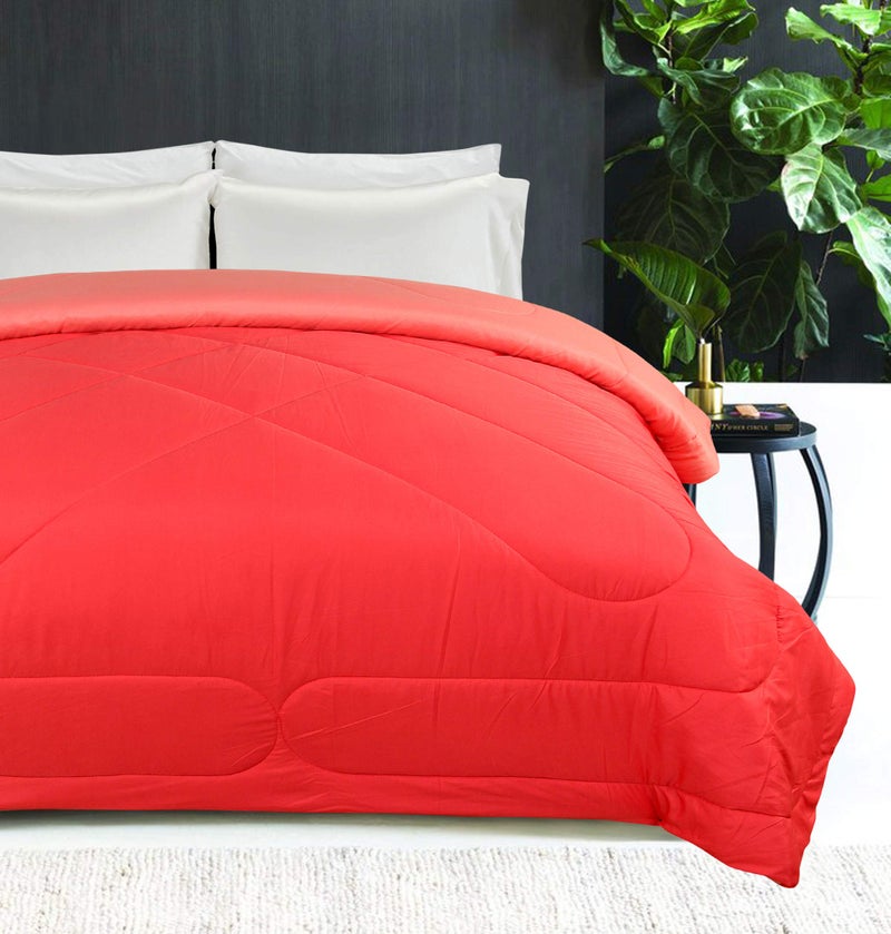 VYBBA Premium Comforter || Microfiber Reversible AC Comforter/Blanket for Winter/Quilt/Duvet, Single Bed King Size (Ruby Red & Peach Pink, 200 GSM) - Image 5