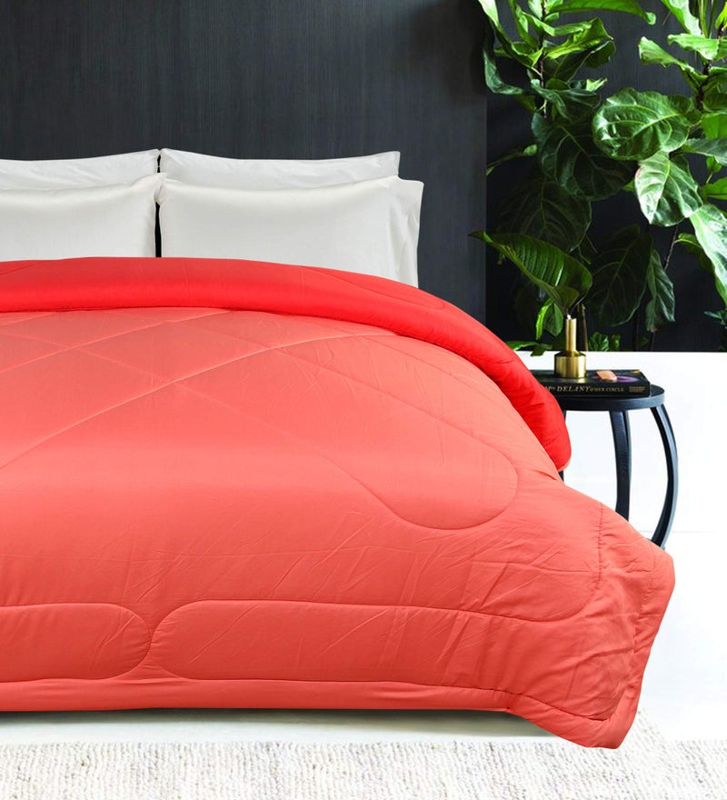 VYBBA Premium Comforter || Microfiber Reversible AC Comforter/Blanket for Winter/Quilt/Duvet, Single Bed King Size (Ruby Red & Peach Pink, 200 GSM) - Image 4