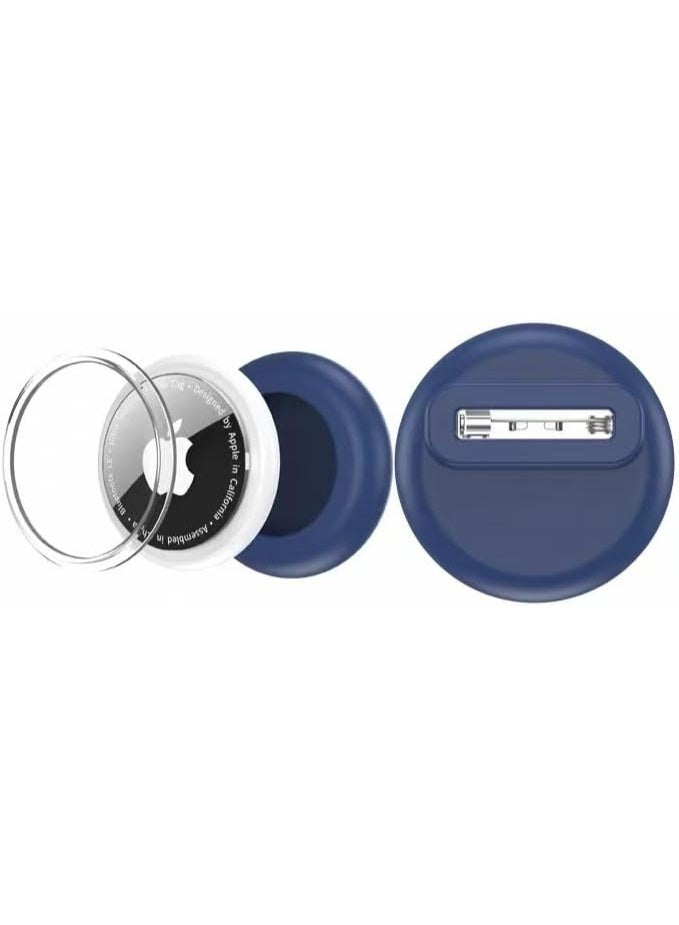 Compatible with Airtags Holder Kids Hidden,Silicone Case for AirTags with Invisible Pins, Anti Lost and Safety Pins Hidden Inside Clothes.Shoes.Backpack and Stroller for Children Elderly (Dark Blue) - Image 1