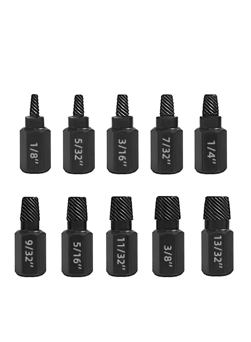 Damaged Bolt Extractor Kit, 10 Pcs Heavy-Duty Screw and Bolt Extractor Drill Bit Set, Hex Head Bolt Extractor Set, Easy Removal of Rusty and Broken Bolts for Automobile Repair