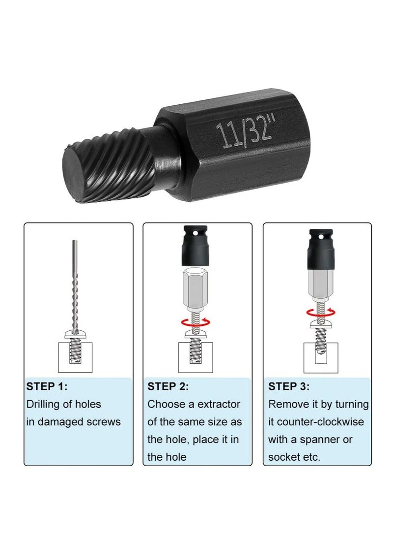 Damaged Bolt Extractor Kit, 10 Pcs Heavy-Duty Screw and Bolt Extractor Drill Bit Set, Hex Head Bolt Extractor Set, Easy Removal of Rusty and Broken Bolts for Automobile Repair