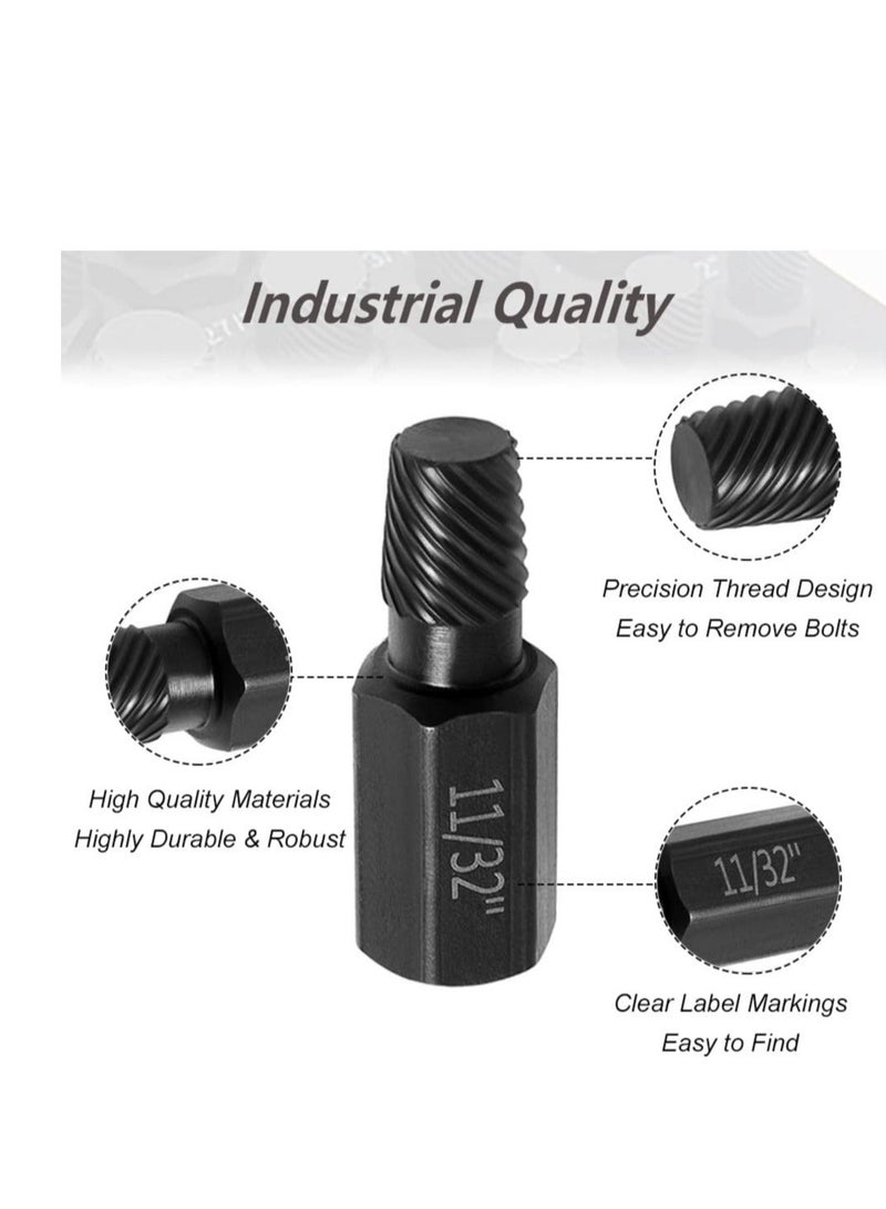 Damaged Bolt Extractor Kit, 10 Pcs Heavy-Duty Screw and Bolt Extractor Drill Bit Set, Hex Head Bolt Extractor Set, Easy Removal of Rusty and Broken Bolts for Automobile Repair