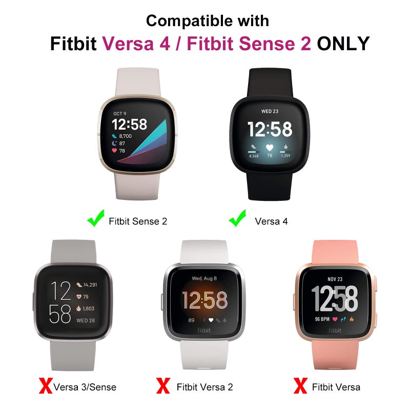 Tobfit [4 Pack] Screen Protector Case Compatible for Fitbit Sense 2 / Fitbit Versa 4, Slim Fit Full Protective Cover Shockproof Bumper Glossy Soft TPU Sense 2 Case Cover (Black+Rose gold+Silver+Clear) - Image 2