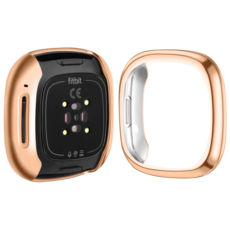Tobfit [4 Pack] Screen Protector Case Compatible for Fitbit Sense 2 / Fitbit Versa 4, Slim Fit Full Protective Cover Shockproof Bumper Glossy Soft TPU Sense 2 Case Cover (Black+Rose gold+Silver+Clear) - Image 4